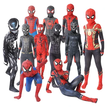 New Miles Morales Far From Home Cosplay Costume Zentai Spiderman Costume Superhero Bodysuit Spandex Suit for Kids Custom Made 1