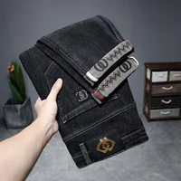 Trendy Jeans Men's Summer New Style Straight-Leg Guangzhou New Canal Denim Black High-End Casual Brandless Wide-Leg Pants
