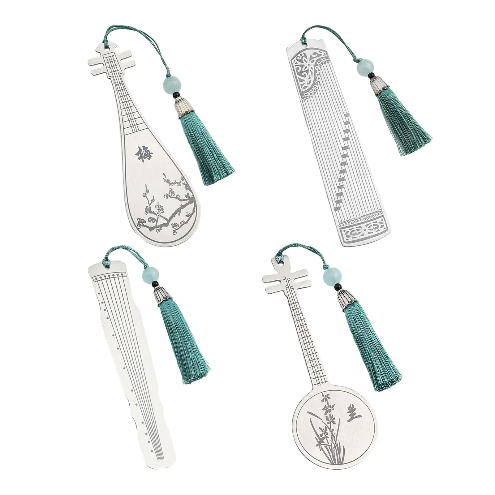 

Chinese Bookmark Elegant Durable Lightweight Musical Instrument Bookmark for Writer Readers Birthday Gift Office Book Decoration