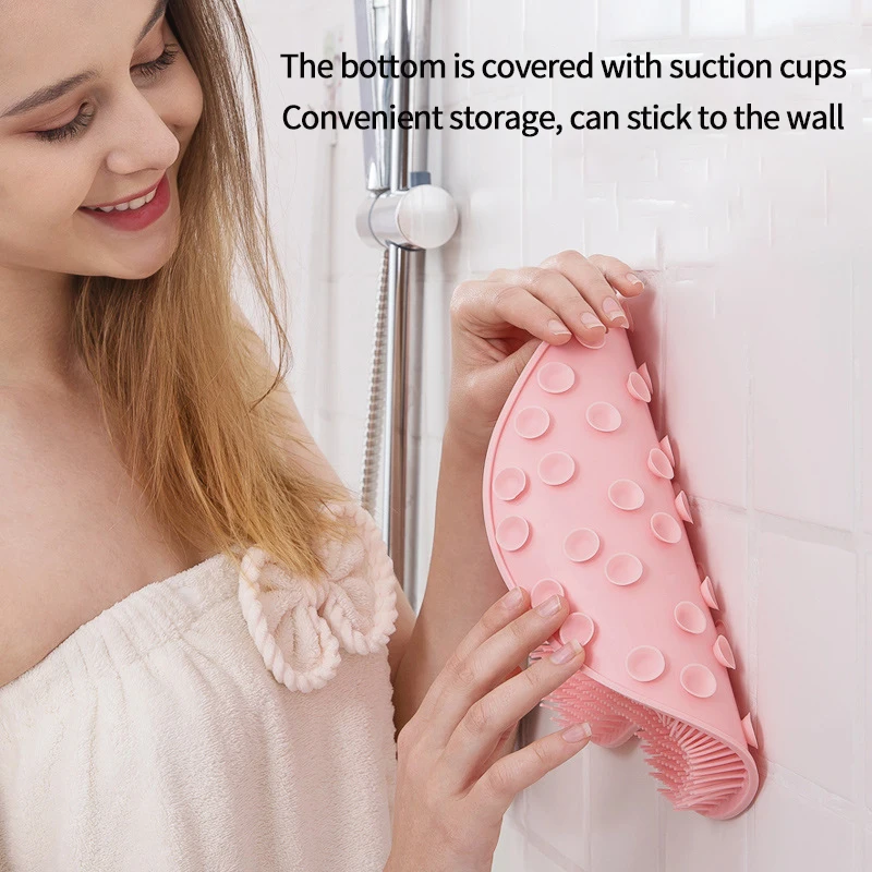 Exfoliating Shower Massage Scraper for Bathroom, Non-slip Bath Mat, Back Massage Brush, Silicone Foot Wash, Body Cleaning Tool 3