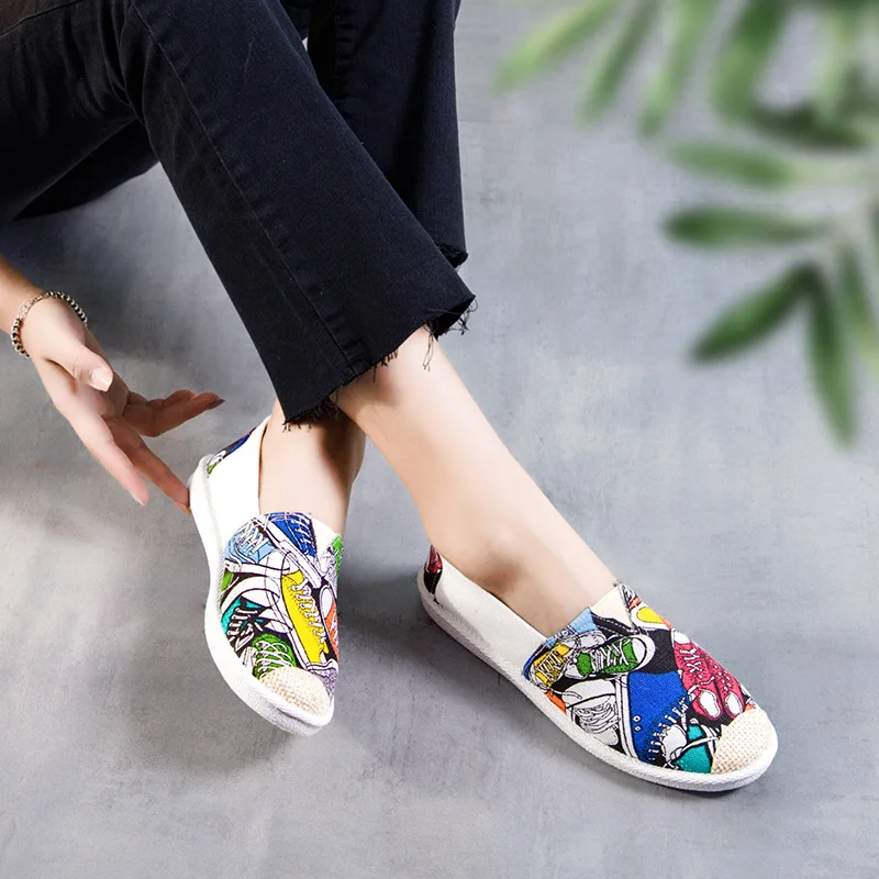 2022 NewCloth Shoes Women's Single Flat Bottom Lazy Fisherman Style Korean White Casual Canvas Chaussure Femme Zapatillas Mujer