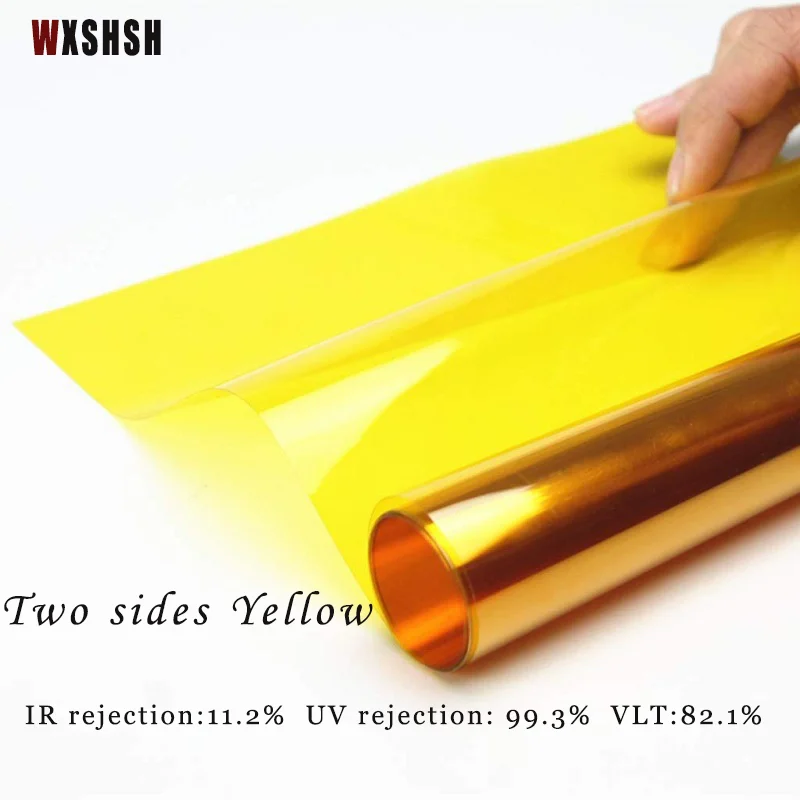 Adhesive Window Sticker Anti UV light PET Insect proof Explosion-proof Tint Film Clean room factory floor Yellow 9m Length
