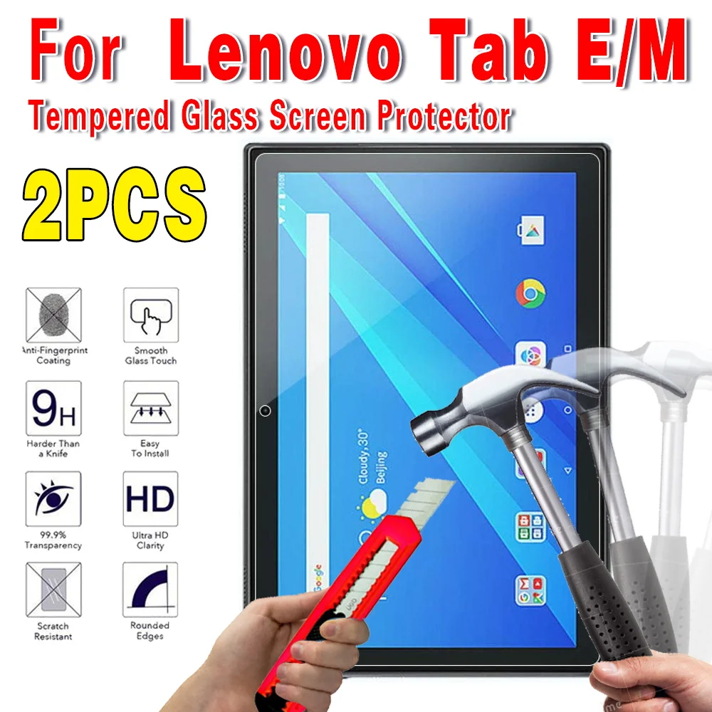

2Pcs Tablet Tempered Glass for Lenovo Tab M10 TB-X605F E7 E10 M7 M8/M10 PLUS 10.3 Full Cover Protective Screen Protector Film