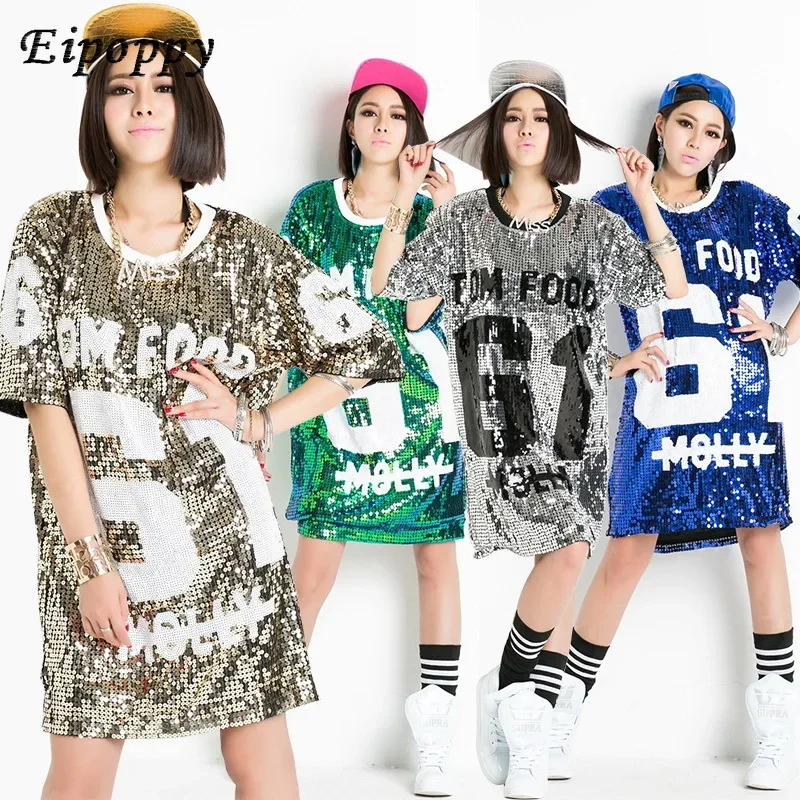

Performance Costume Female Bar Singer Jazz Stage Wear plus Size Sequined Sequins Hiphop Costume