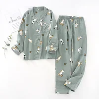 2026 kimono femme maple leaf pajama sets women 100% gauze cotton long sleeve casual sleepwear women pyjamas autumn hot sale - Image 2