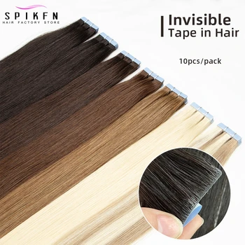 Invisible Tape In Hair Extensions Straight 12-22 inches PU Skin Weft Tape Human Hair Nautral Seamless Adhesive Tape Hair 10pcs