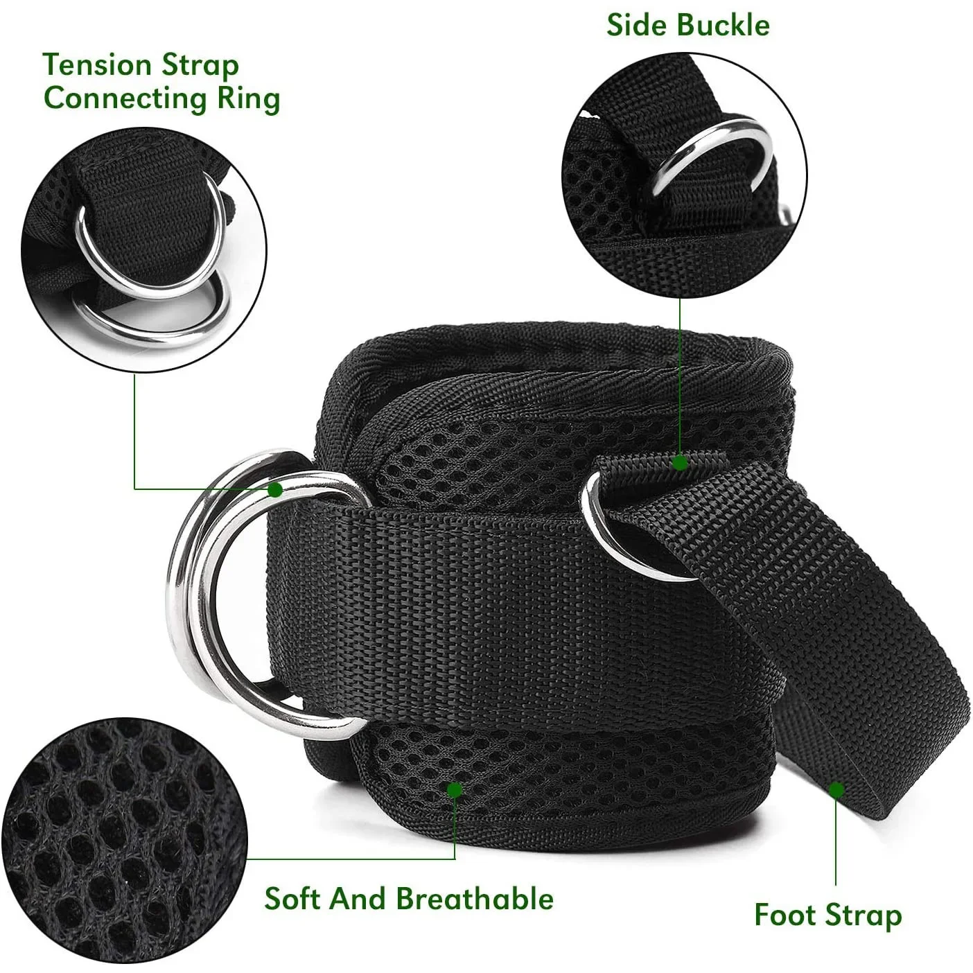 Fitness Sports Ankle Buckle Adjustable D-Ring Support Cuffs Foot-operated Ankle Buckle for Gym Workouts Kickback Leg Extension