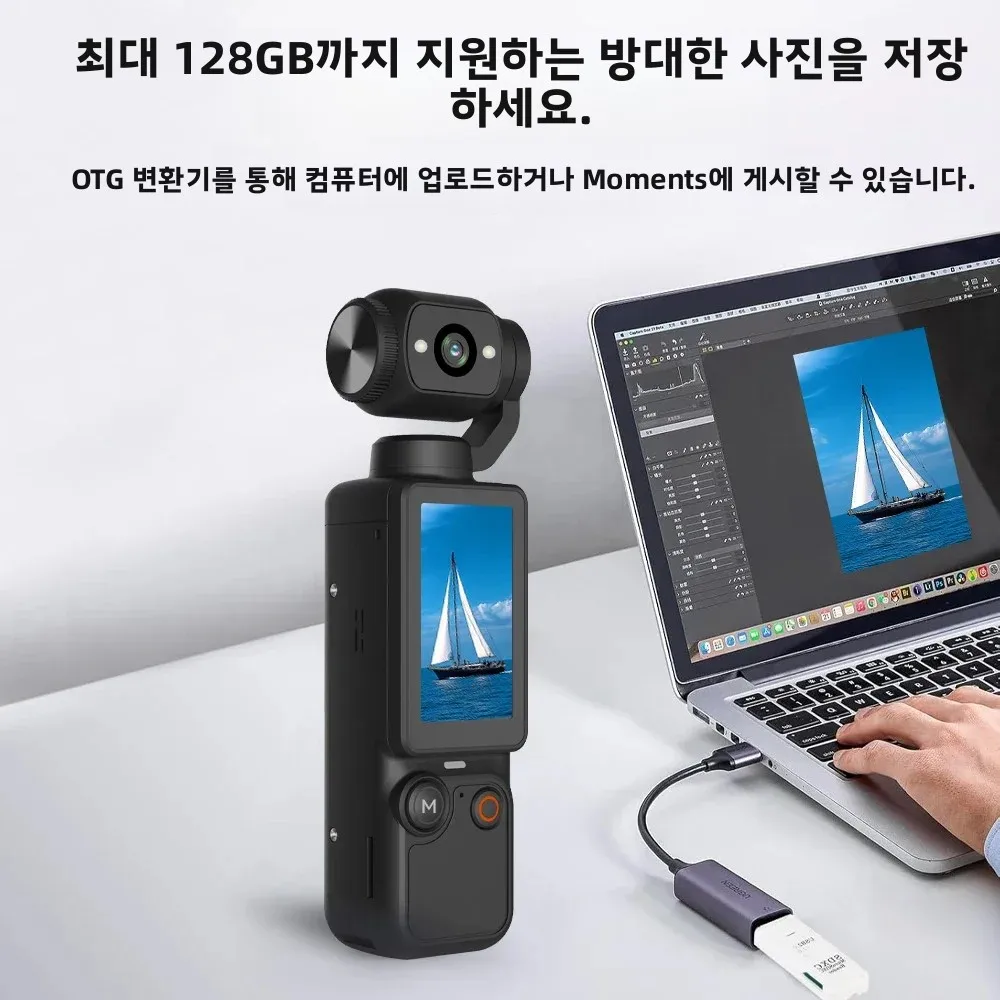 4K 포켓 카메라 180 ° 회전식 렌즈와 조명 기능이 있는 휴대용 스포츠 캠코더, 사이클링, 하이킹, 브이로그 및 일상생활 녹화용