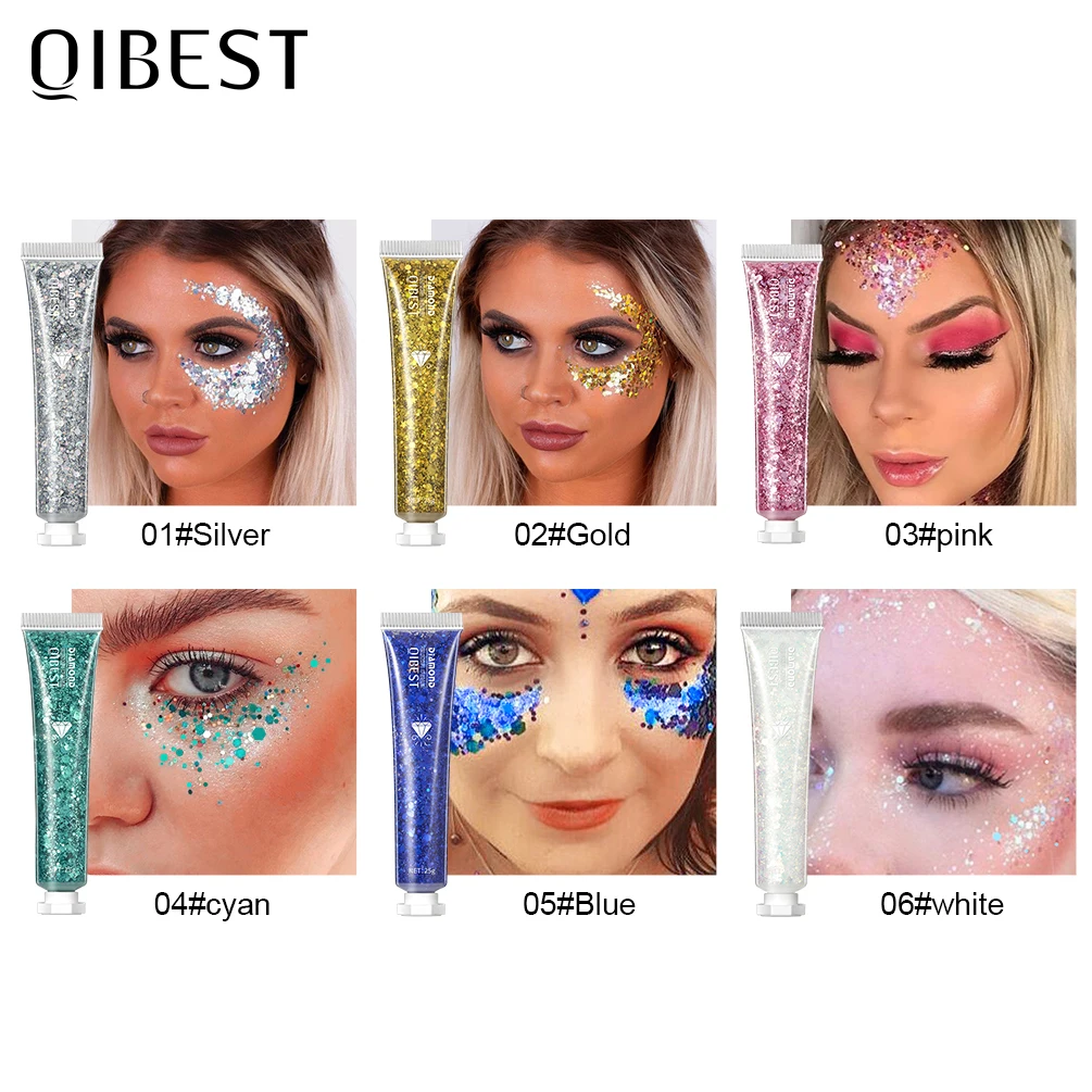 Ensembles de maquillage de barre de paillettes pour le corps, fard à barrage holographique, gel pour le visage, poudre laser cosmétique, gros cheveux, festival, N64.Hair