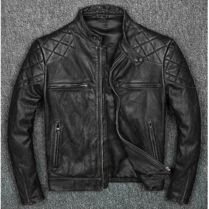 Vintage Distressed Black Men Genuine Biker's Cow-Hide Leather Jacket le frivole кружевные пэстисы hide