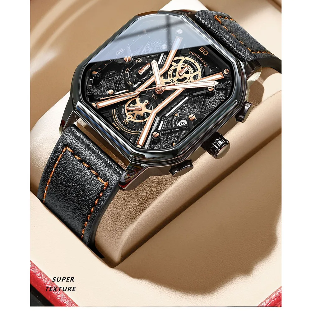 Herr klocka quartz multifunktionell med lysande visare swiss_voghion.com