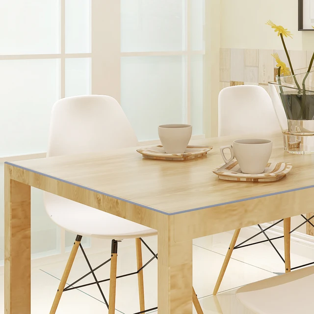 Tovaglia trasparente in PVC Pellicola da tavolo impermeabile da 2 mm Protezione da tavolo rettangolare Decorazione natalizia resistente al calore 5