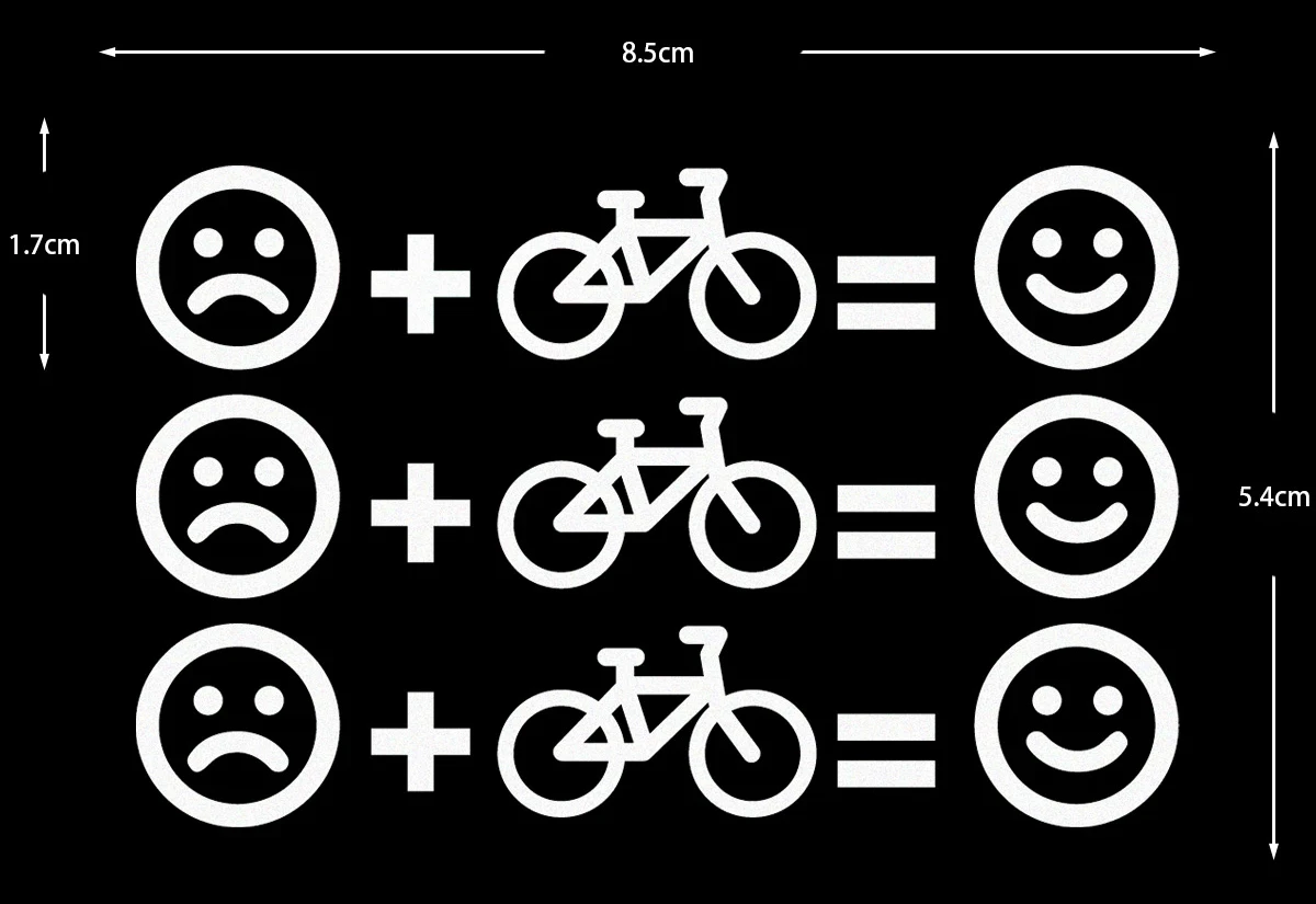 3 Stück/1 Blatt Radfahren macht mich glücklich Fahrradaufkleber wasserdicht Fahrradrahmen Lenker Oberrohr Universal Vinyl Aufkleber Zubehör – Detail 1