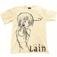 Classique Anime Lain imprimé coton surdimensionné T-shirt hommes femmes à manches courtes rue haute qualité Style de rue femme mâle vêtements 2