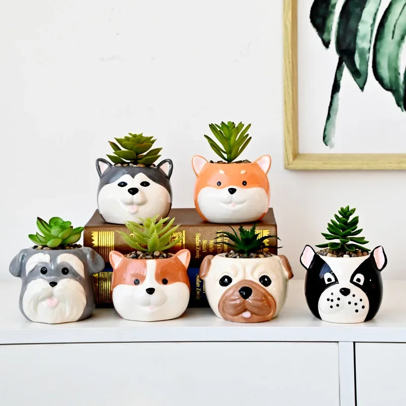 

Mini Ceramic Succulents Planters Flower Pot Bonsai Planter Pots Ornaments Animal Cartoon Pots Home Decoration Nordic Vase