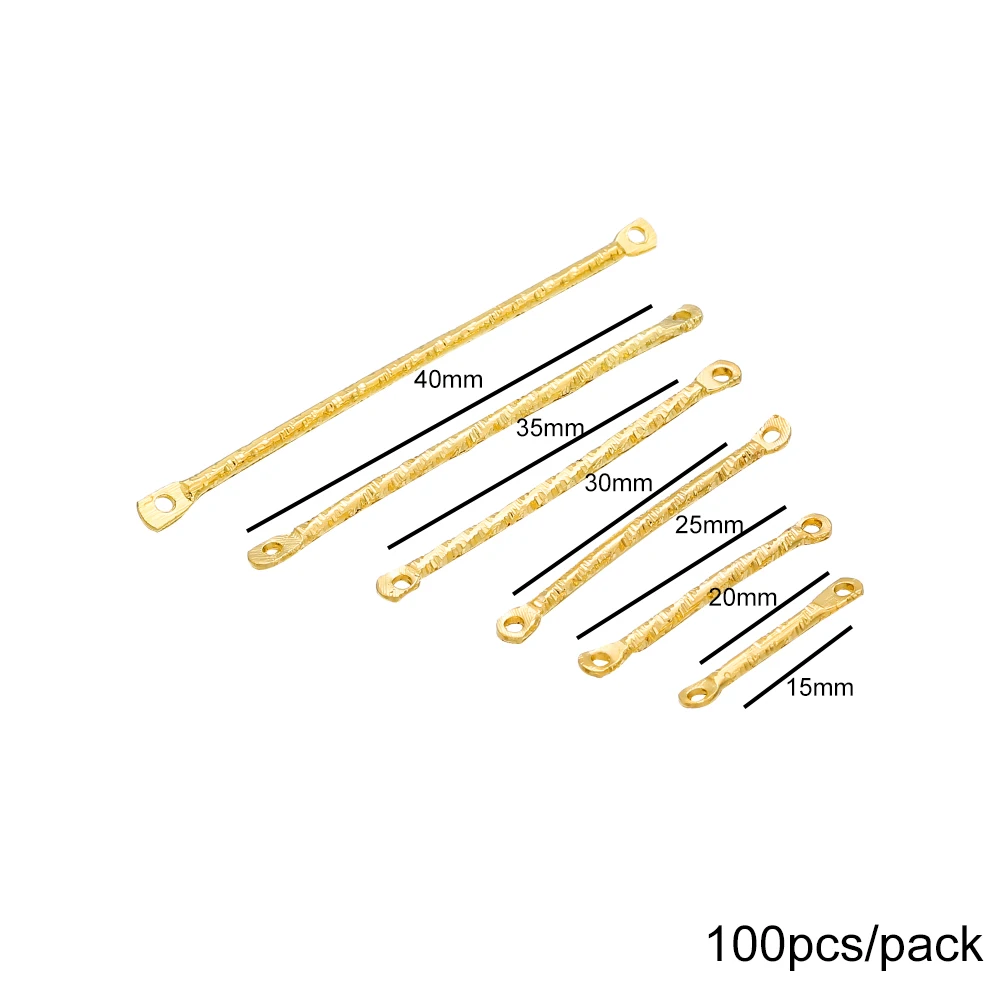 CREATCABIN 1 Scatola 40 Pezzi 3 Misure Bar Link Charm Ottone 2 Fori Stick Strip Orecchini Connettori Rettangolo Verticale Lungo Ciondoli Pendenti per Creazione di Gioielli Charms Bracciali Risultati
