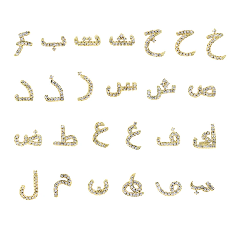 Новые серьги-гвоздики Delecate разной формы с арабскими буквами для женщин, украшенные фианитами, покрытые 18-каратным золотом, модные ювелирные украшения