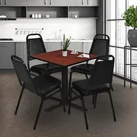 42" Square Melamine Breakroom Table with Black T-Mold Edge Band and Cast Metal X-Base Cherry 500lb Capacity 2