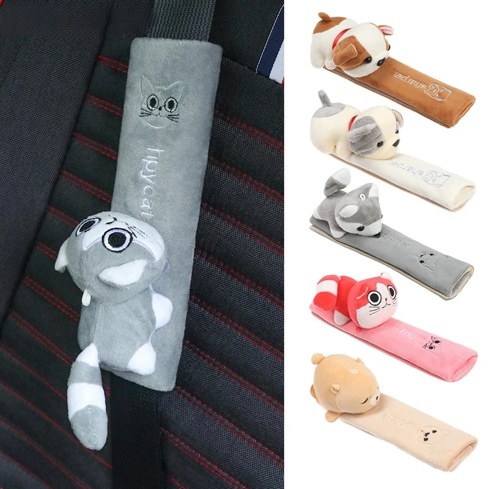 Seat Belt Covers Cartoon Car Seat Belt Cover Universal Auto Seat Belt Shoulder Pad Warm Flannel Interior Cushion Protector Safety Protection