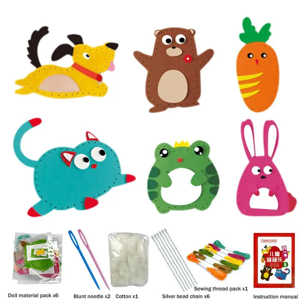 Sewing Craft Kit Kids Art Craft Kit Children Sewing Animals Craft Kit Forest Creatures DIY Sewing Felt Plush Animals Educational Set For Kids Beginners Gifts