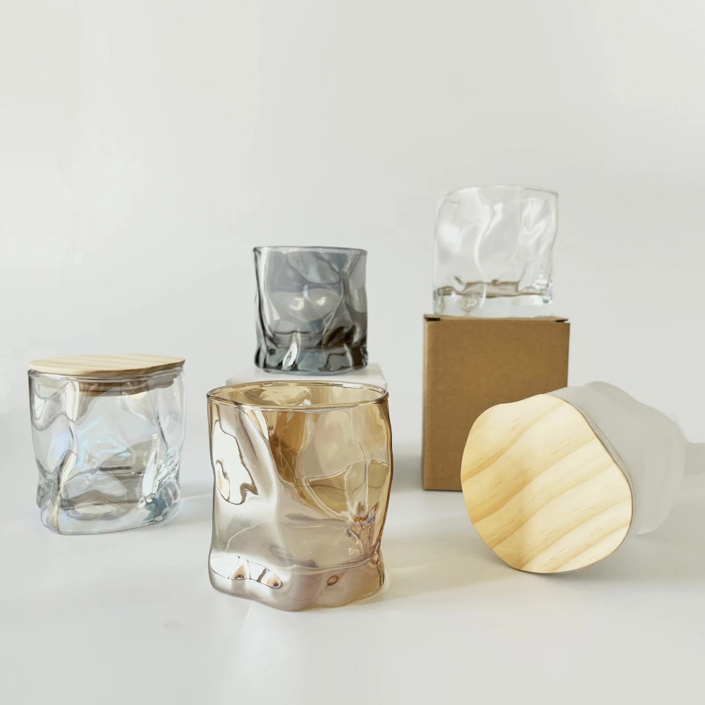 Twist Tea Cup Candle Jar Glass Container for Candle Making Polished Irregular Candlestick Office Decor DIY Scented Candles Gifts