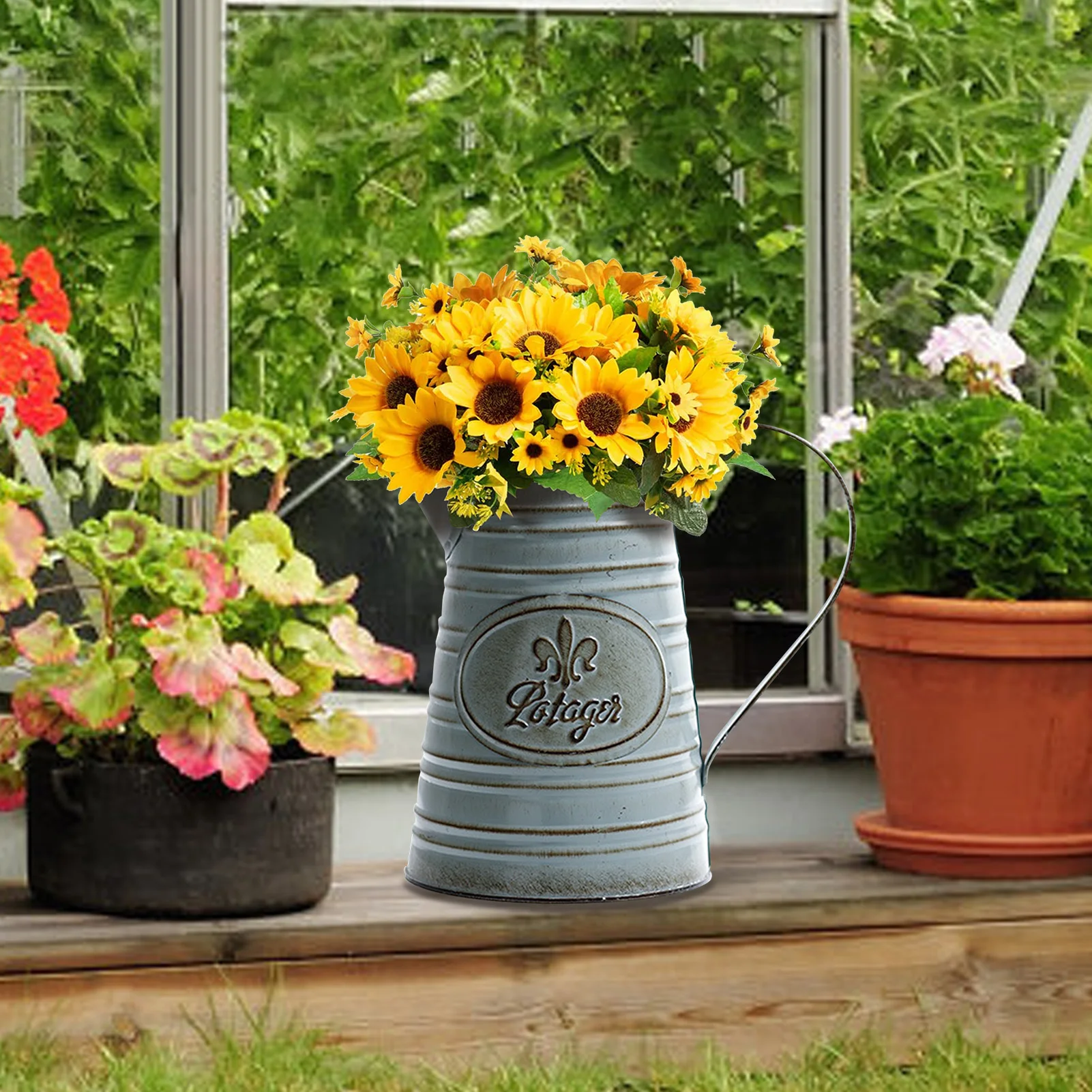 Vaso Da Fiori Vintage In Ferro, Per Il Latte, Stile Rustico, Rustico, Vaso Per Fiori, Vaso In Metallo, Cestino Decorativo Per Giardino, Balcone