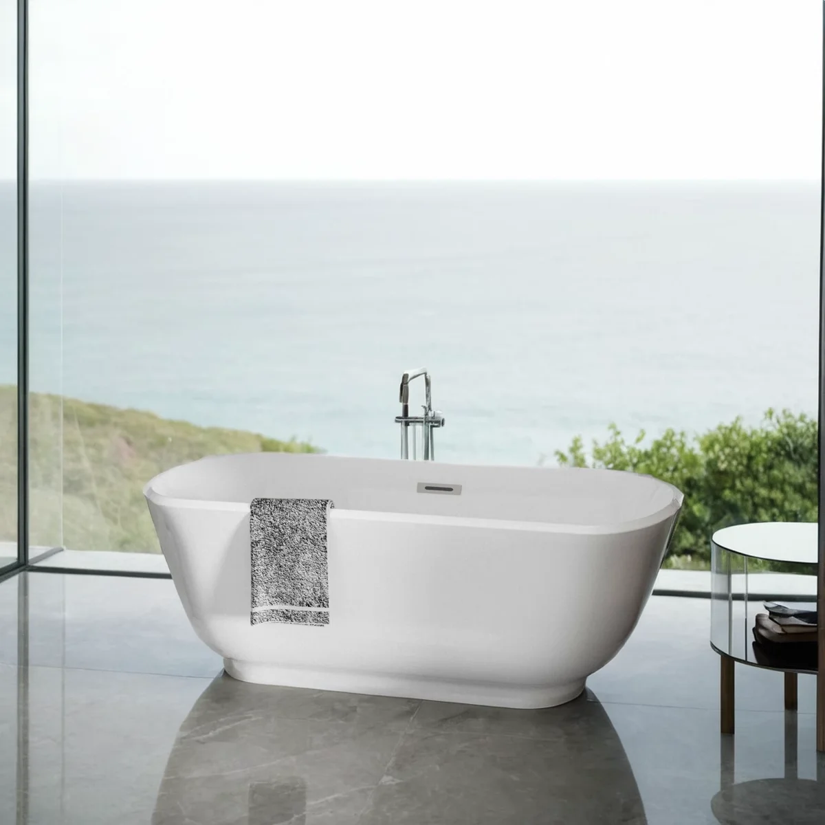Acrylic Alcove Freestanding Soaking Bathtub 4