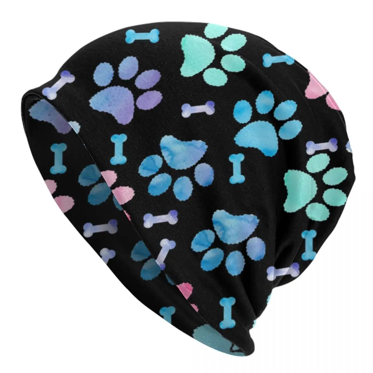 Paw Print Dog Acquerello Pattern Skullies Berretti Berretti Winter Warm Knitting Hat Fashion Adult Akita Bonnet Hats Outdoor Ski Cap