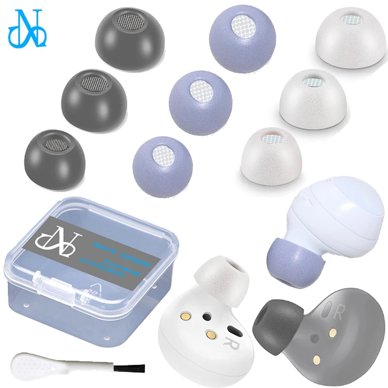 6pcs Memory Foam Tips For Samsung Galaxy Buds 2 Eartips For Galaxy Buds Plus With Mesh Anti-slip 