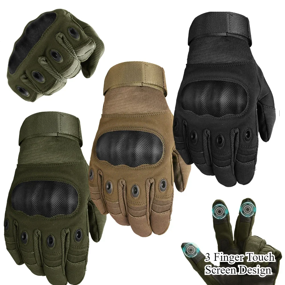 Full Finger Cycling Gloves Touch Screen Hard Knuckle Gloves for Motorcycle Hiking Climbing Lumbering Equipment Tactical Gloves 1