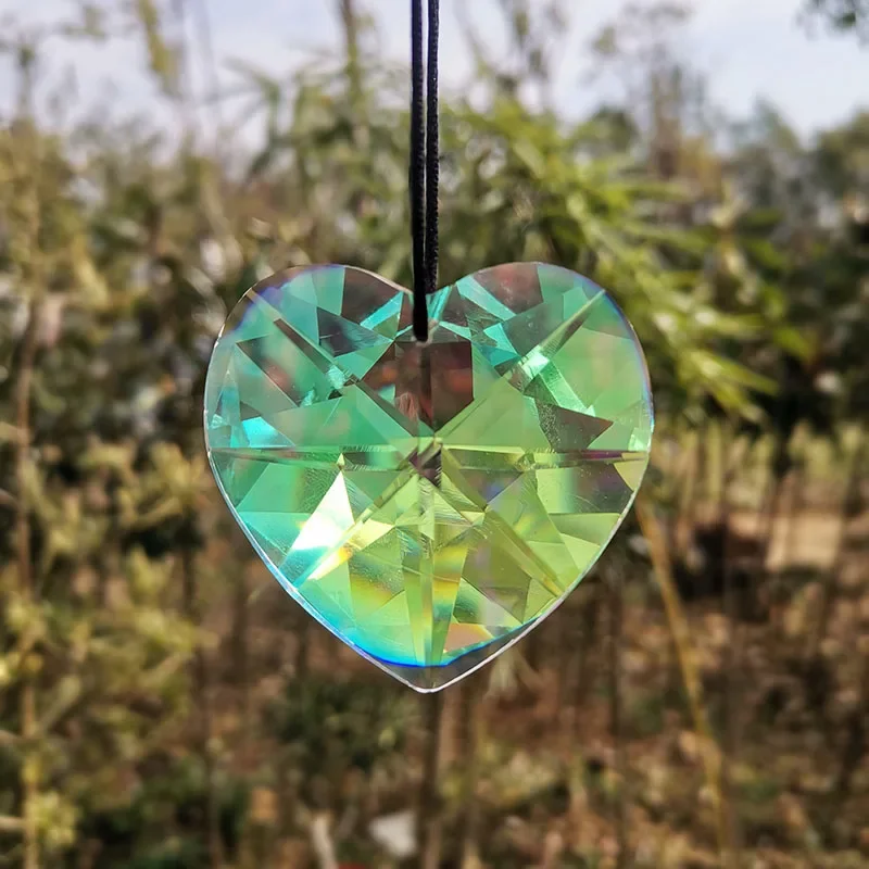 50mm Crystal Heart-shaped Suncatcher Rainbow Hanging Pendant Crystals Prism Chandelier Parts DIY Ornaments Home Garden Decor
