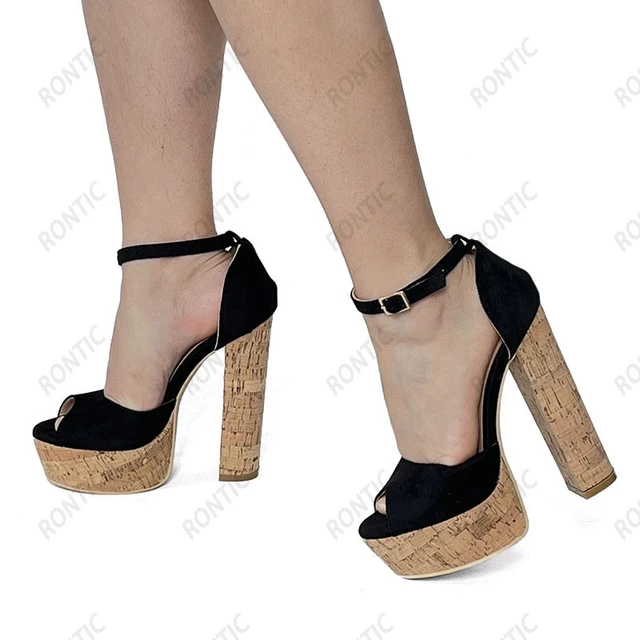 Women Platform Slingback Mules Slippers Chunky Heels Denim Sandals Summer  Shoes | eBay