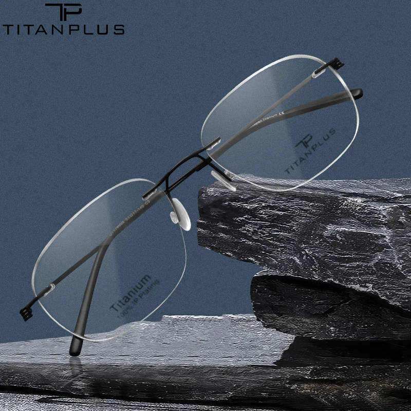 

TITANPLUS Screwless Optical Frames Ultralight Eyewear for Men Titanium Myopia Optical Glasses Frame Classic Eyelasses Frames