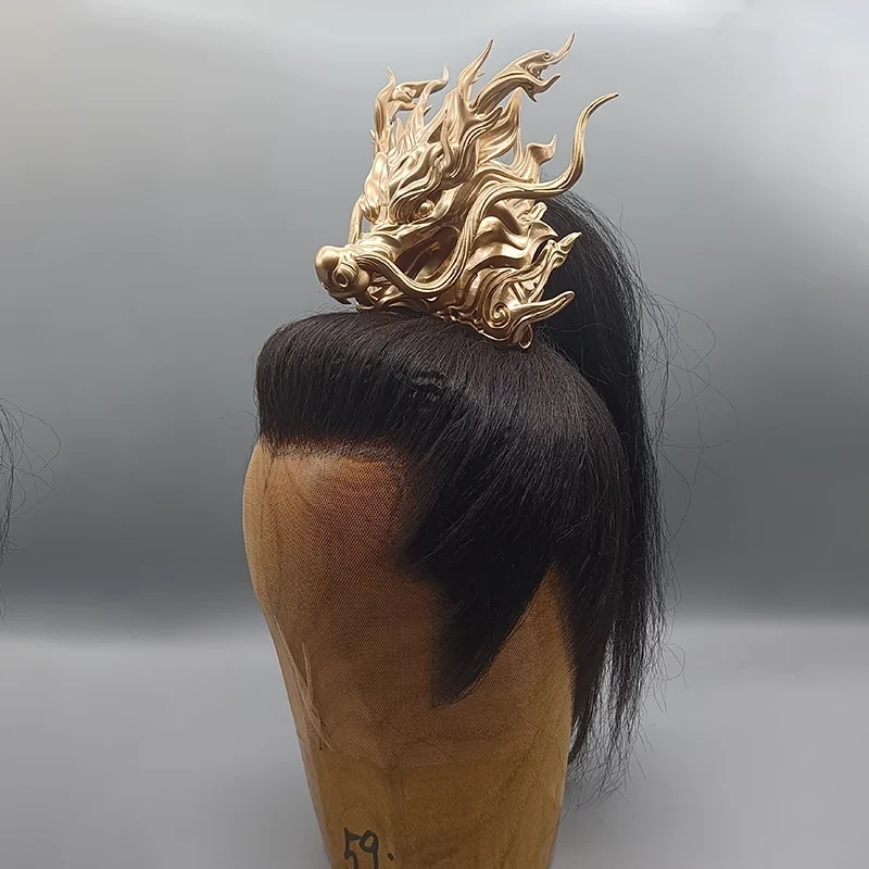 Resin Xianxia Crown For Men TV Movie Dragon Crown Ancient Emperor Hair Decoration Warrior Cosplay Accessory