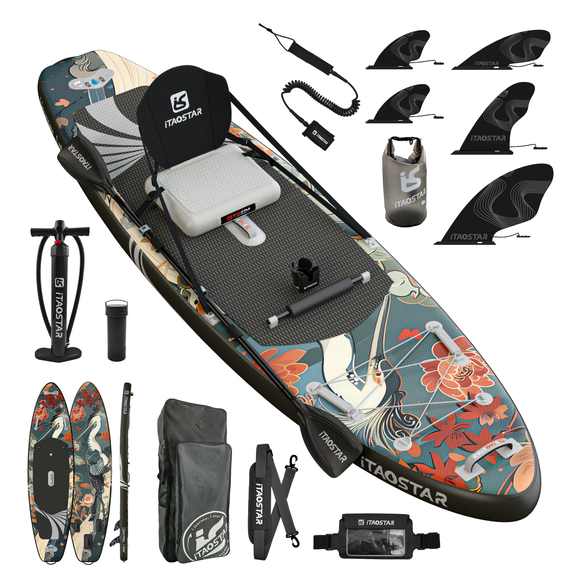 iTAOSTAR ジャーニー 11'6\" x 34\" x 6\" Надувной сап-каяк iTaoStar 11'6x34