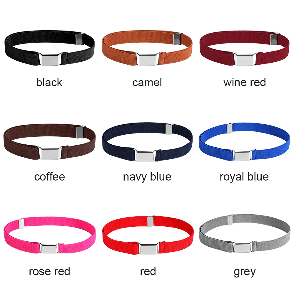 Kids Elastic Belts Girl Adjustable Elastic Canvas Waistband Stretch Waist Belt With Buckle