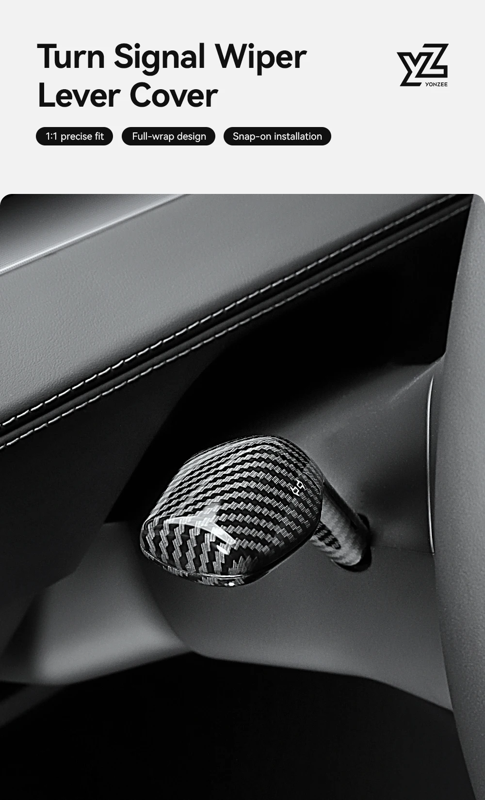 For Tesla Model 3 Y YL 2025 Highland Juniper Carbon Fiber Gear Shift Cover Steer