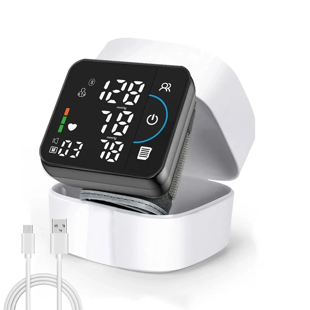 Bluetooth Voice Wrist Blood Pressure Monitor USB Rechargeable Large Display Tonometer Digital Sphygmomanometer baumanometer 3
