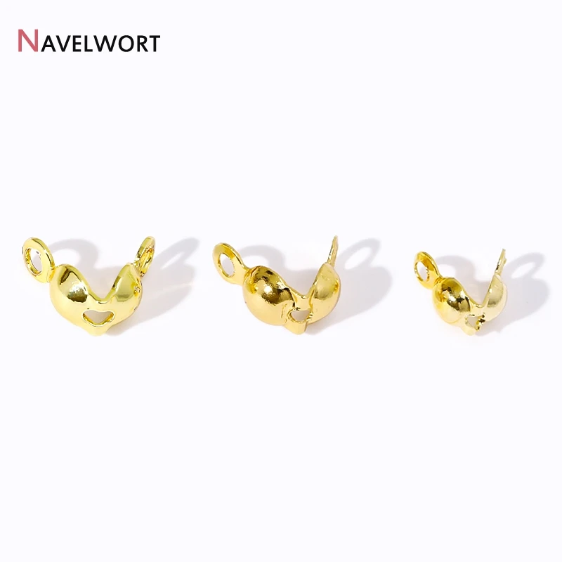 30PcsLot32mm4mmBrassCalotteCrimpBeadsTipKnotCoverDoubleCup