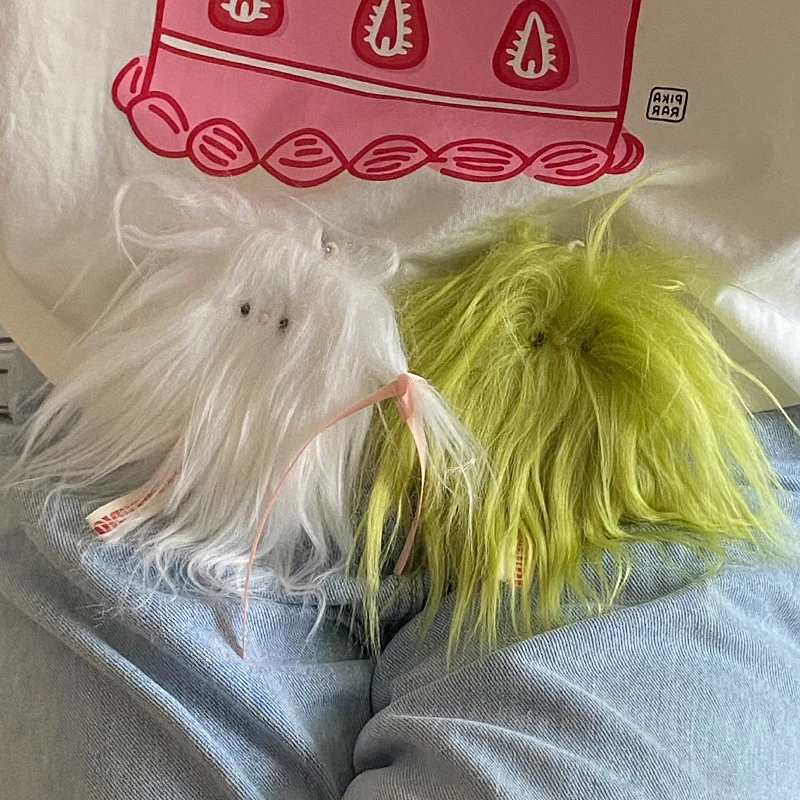 Ugly And Cute Fried Hair Ghost Puppy Doll Keyring Fashion Cartoon Animal Plush Keychain Kindergarten Gift Handbag Pendant