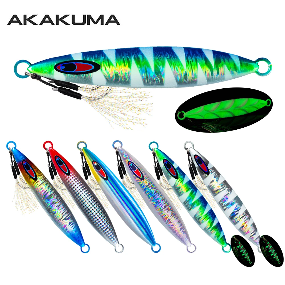 1Pc Leucht Jig Locken Schnell Sinkende Jigging Lange Casting Köder 40G-200G Metall Köder Mit scharfen Haken Für Meer Angeln
