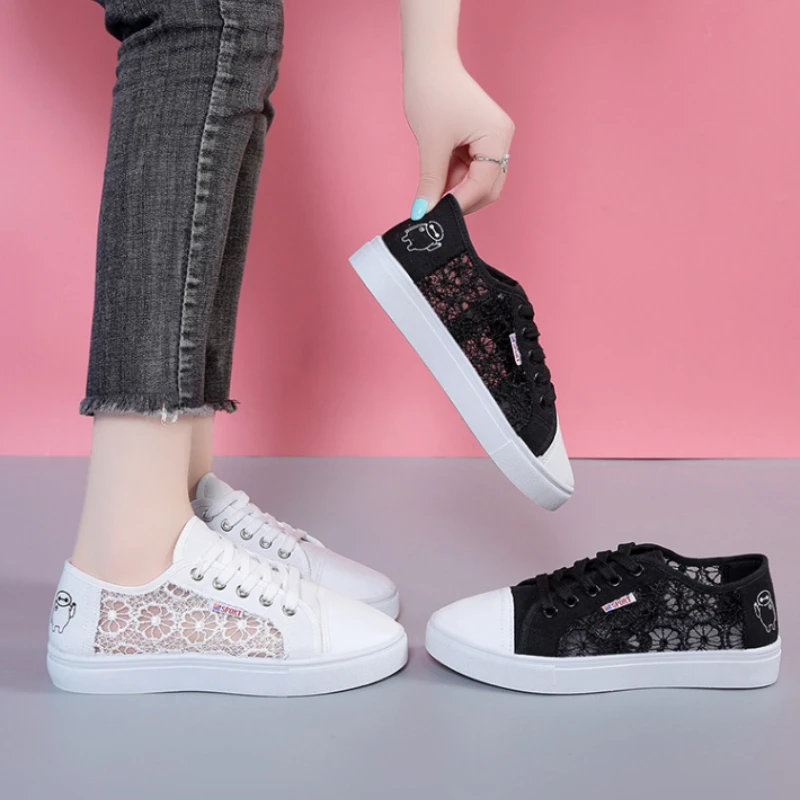 

Сандалии Zapatillas Женские на шнуровке, Вулканизированная подошва, Спортивная повседневная сетчатая обувь для студентов, универсальные, на лето