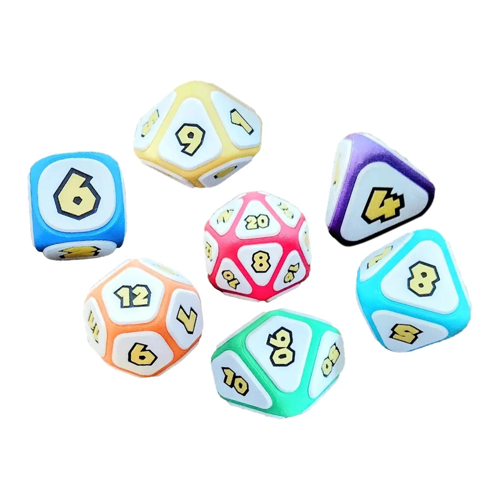 7 Pieces Multi Sided Dices RPG Party Toys Classroom Accessories Board Game Role Playing Card Games PVC Dices D4 D8 D10 D12 D20