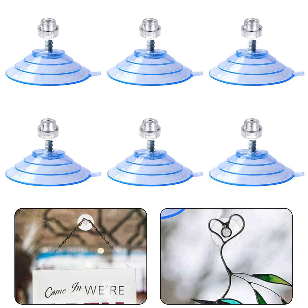 

6PCS M5 Suction Cup Hooks Glass Sucker Wall Hanger Pads Clear Screw Hooks 58MM Nut Foot Pad Waterproof Storage Fixing