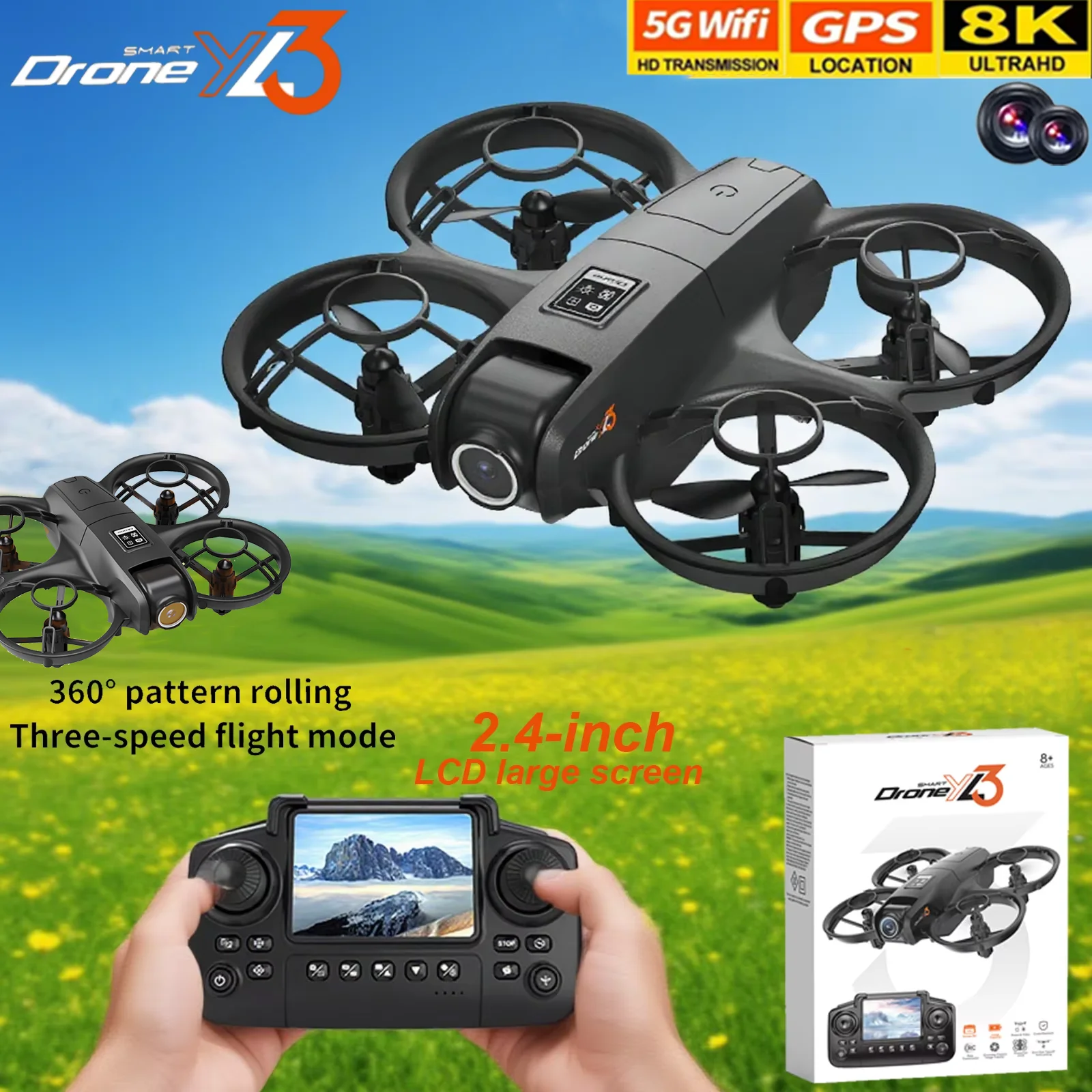 YL3 RC nouveau Drone 2.4G 5G GPS professionnel 8K haute définition double caméra contrôle aérien quadrirotor jouets avion cadeau pour les garçons ﻿