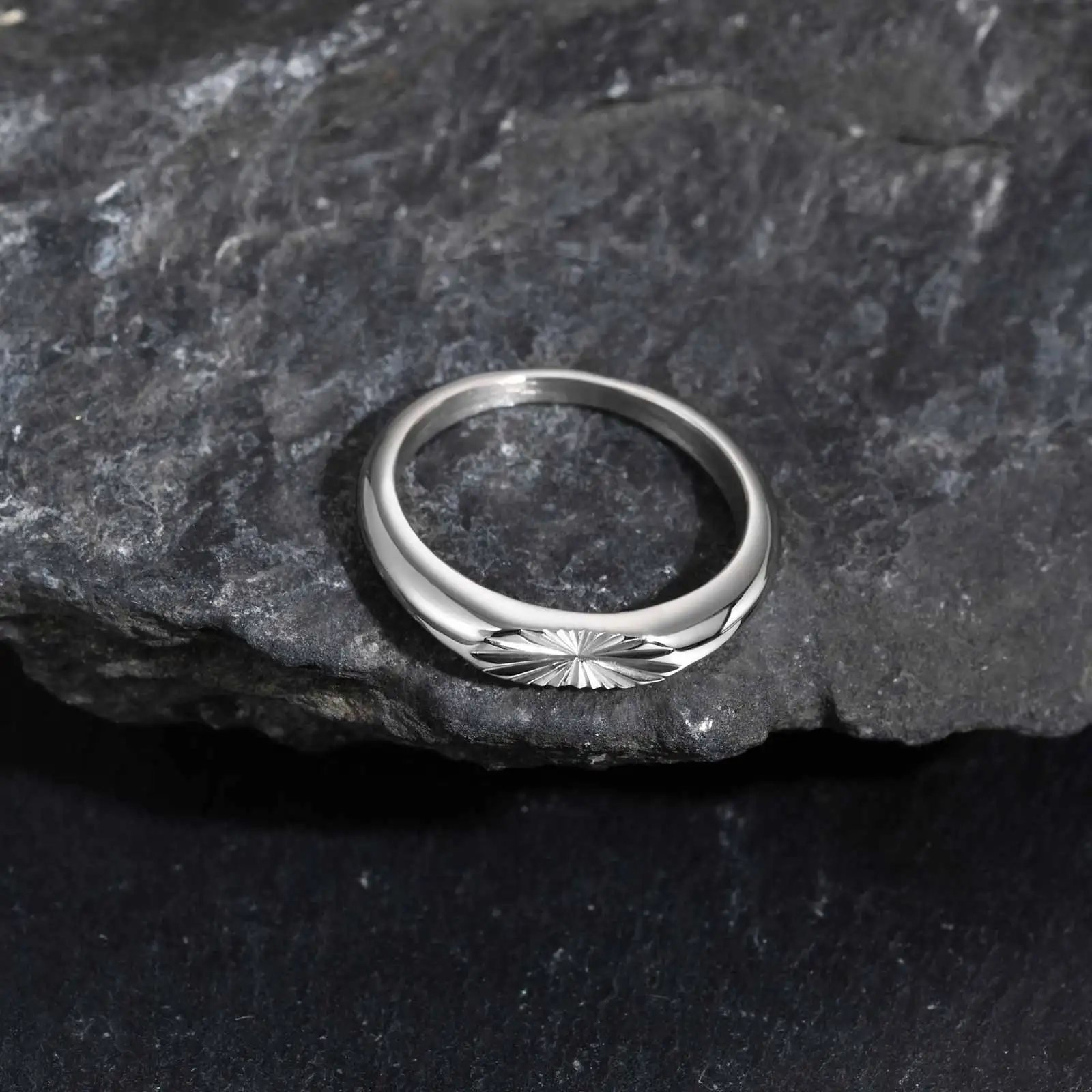 Modischer minimalistischer Siegelring aus Edelstahl für Männer, geometrischer Schmuck, Geschenk zum Vater