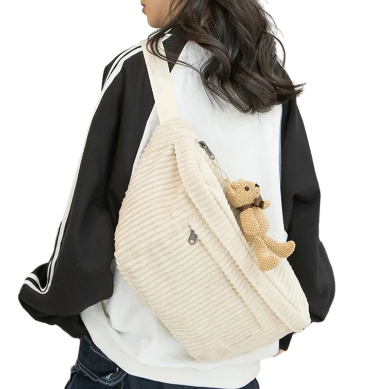 Casual Corduroy Shoulder Bag Convenient Chest Pack Perfect for Everyday Errands and Outdoor Activities