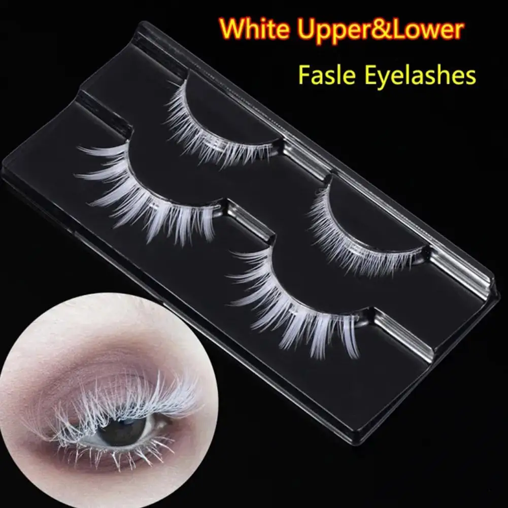 

Fluffy Lace White Eyelashes 3D Natural Colored Artificial Vegan Silk Eye Lashes For Cosplay Halloween Makeup Party A3Q4