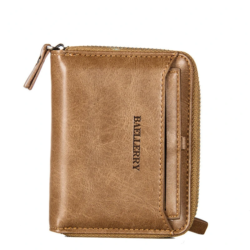 

Men's Leather Wallet Zipper Small Purse Card Holder Man Carteira Masculina Couro Coin Purse Man Porte Monnaie Money Bag