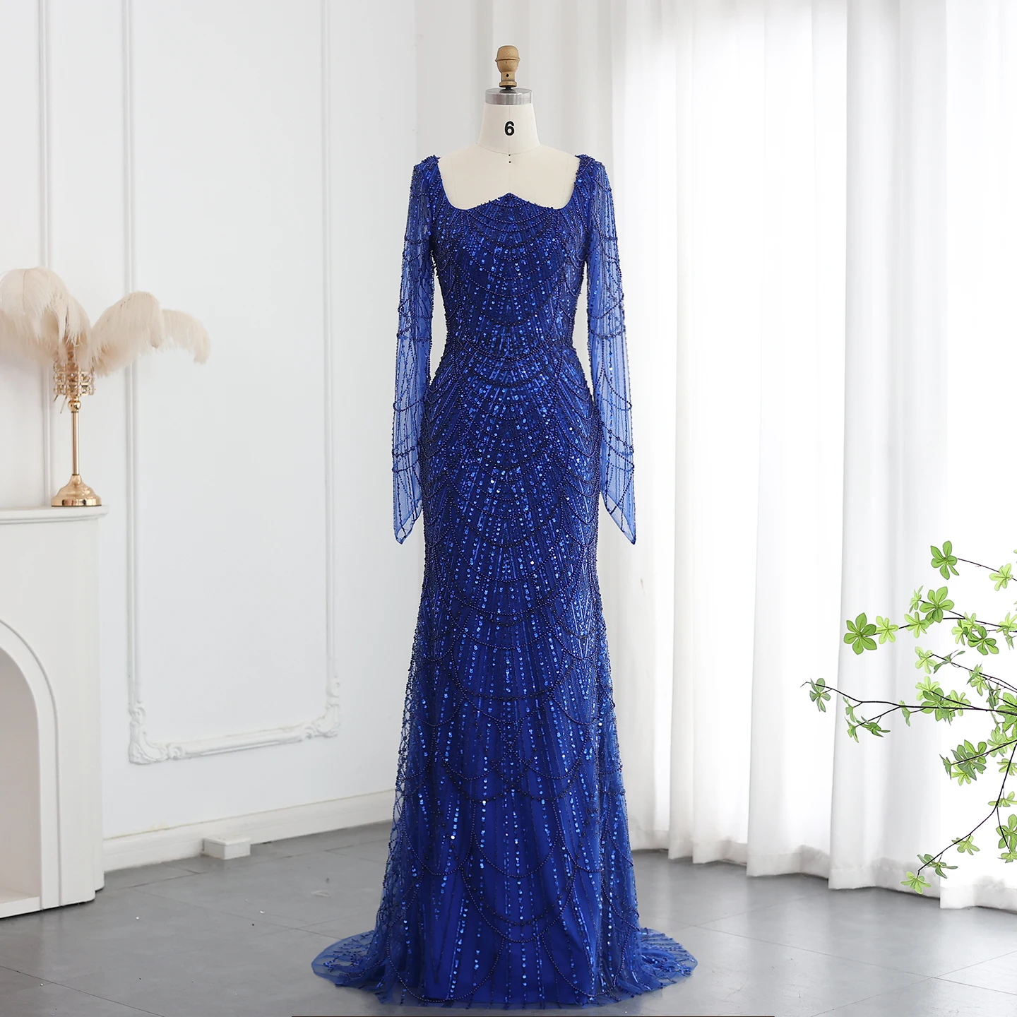 Sharon Said Dubai Luxury Beads Black Mermaid Long Sleeves Evening Dresses  for Women Champagne Formal Prom Dress SS686 Customized - AliExpress 320